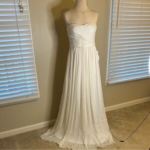 J. Crew White Strapless Ruched Chiffon Wedding Dress